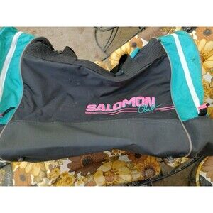 Salomon Club Neon Pink Turquoise Duffle Bag 80s 90s Ski Sports 26 X 15 X 14